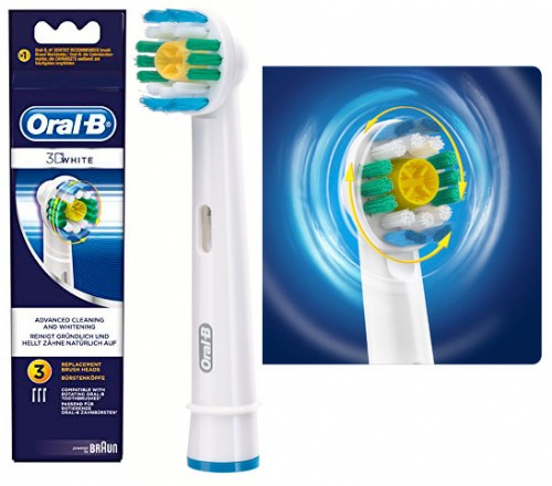RECAMBIO DE CEPILLO DENTAL ELECTRICO RECARGABLE - ORAL-B 3D WHITE (3 U (EB18-3))