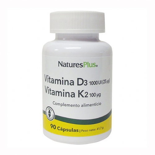 Natures Plus Vitamina D3 1000 UI Vitamina K2 100 MCG 90 capsulas