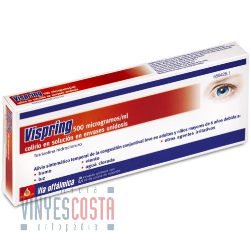 VISPRING 500 microgramos/ml COLIRIO EN SOLUCION EN ENVASE UNIDOSIS, 10 envases unidosis de 0,5 ml