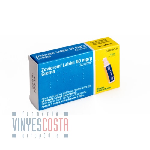 ZOVICREM LABIAL 50 mg/g CREMA, 1 frasco de 2 g