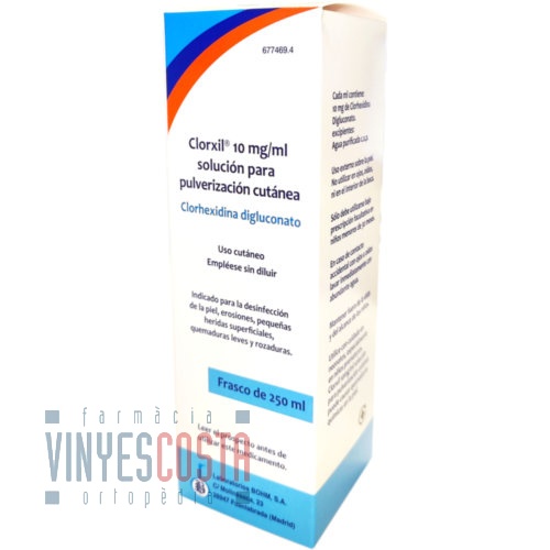 CLORXIL 10 mg/ml SOLUCION PARA PULVERIZACION CUTANEA, 1 frasco de 50 ml