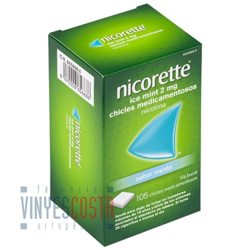 NICORETTE ICE MINT 2 mg CHICLES MEDICAMENTOSOS, 105 chicles