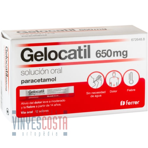 GELOCATIL 650 mg SOLUCION ORAL, 12 sobres