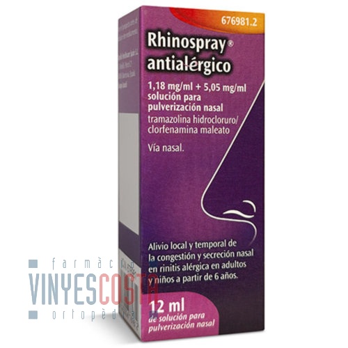 RHINOSPRAY ANTIALERGICO 1,18 MG/ML + 5,05 MG/ML SOLUCION PARA PULVERIZACION NASAL, 1 envase pulveriz