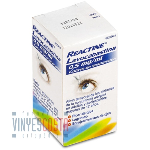 REACTINE LEVOCABASTINA 0,5mg/ml COLIRIO EN SUSPENSION , 1 frasco de 4 ml