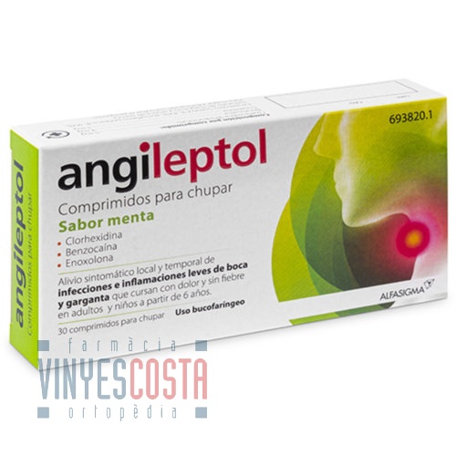 ANGILEPTOL COMPRIMIDOS PARA CHUPAR SABOR MENTA, 30 comprimidos