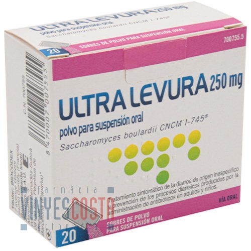 ULTRA-LEVURA 250 MG POLVO PARA SUSPENSION ORAL , 20 sobres