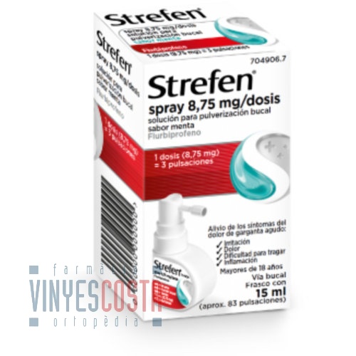 STREFEN SPRAY 8,75 MG/DOSIS SOLUCION PARA PULVERIZACION BUCAL SABOR MENTA , 15 ml