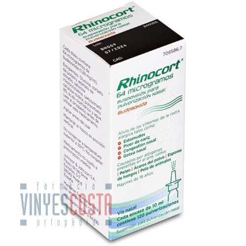 RHINOCORT 64 microgramos SUSPENSION PARA PULVERIZACION NASAL, 1 envase pulverizador de 120 dosis