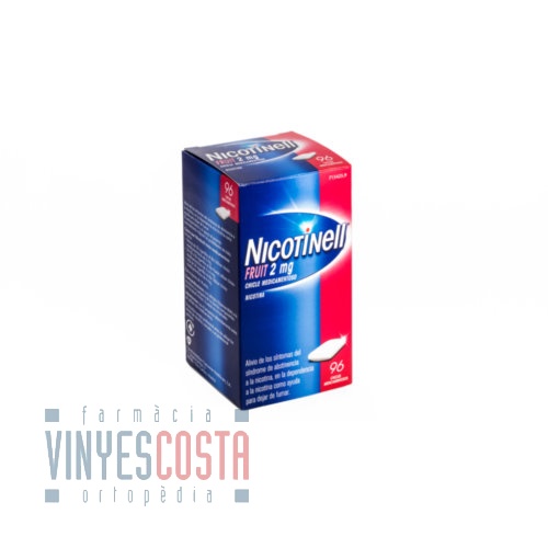 NICOTINELL FRUIT 2 mg CHICLE MEDICAMENTOSO, 96 chicles