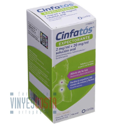 CINFATOS EXPECTORANTE 2 mg/ml + 20 mg/ml SOLUCION ORAL, 1 frasco de 200 ml