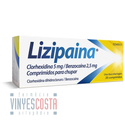 LIZIPAINA CLORHEXIDINA 5 MG/BENZOCAINA 2,5 MG COMPRIMIDOS PARA CHUPAR ,20 comprimidos