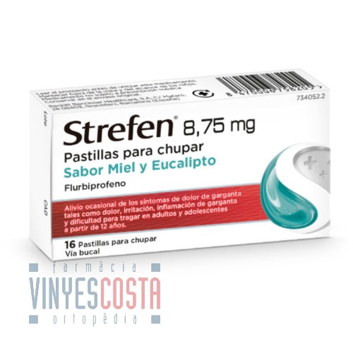 STREFEN 8,75 MG PASTILLAS PARA CHUPAR SABOR MIEL Y EUCALIPTO, 16 pastillas