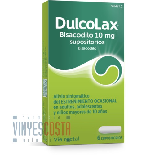 DULCOLAX BISACODILO 10 MG SUPOSITORIOS, 6 supositorios