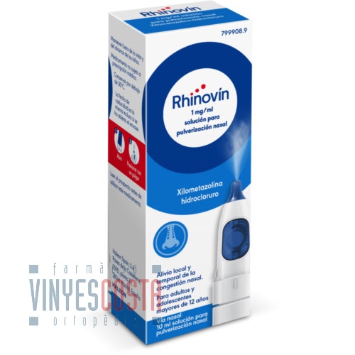 RHINOVÍN 1 MG/ML SOLUCIÓN PARA PULVERIZACIÓN NASAL, 1 frasco de 10 ml