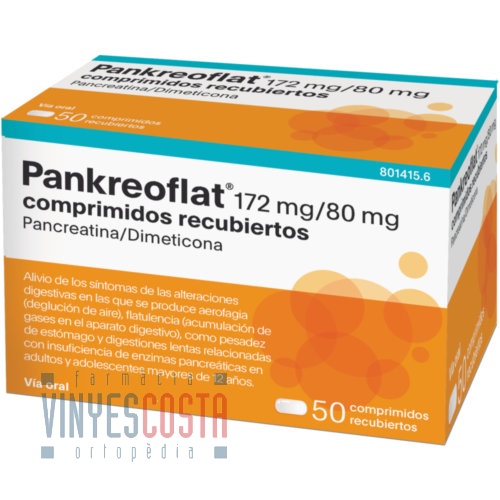 PANKREOFLAT 172 MG/80 MG COMPRIMIDOS RECUBIERTOS  50 comprimidos