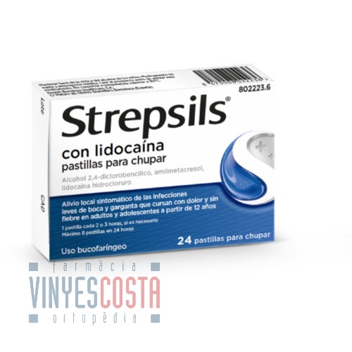 STREPSILS CON LIDOCAINA PASTILLAS PARA CHUPAR , 24 pastillas