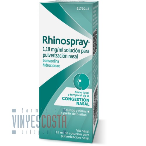 RHINOSPRAY 1,18 mg/ ml SOLUCION PARA PULVERIZACION NASAL , 1 envase pulverizador de 12 ml