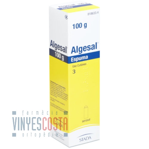 ALGESAL 10 MG/G + 100 MG/G ESPUMA CUTANEA, 1 envase a presión de 100 g