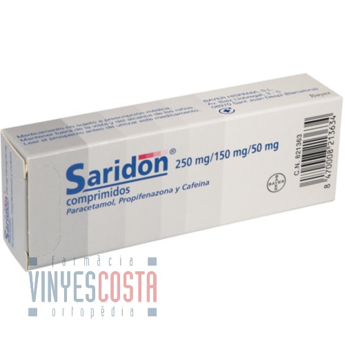 SARIDON 250 mg/150 mg/50 mg COMPRIMIDOS , 20 comprimidos