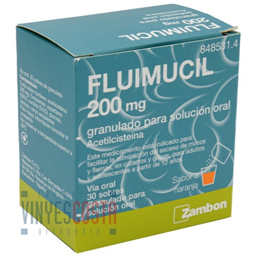 FLUIMUCIL 200 mg GRANULADO PARA SOLUCION ORAL , 30 sobres