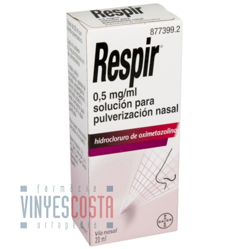 RESPIR 0,5 mg/ml SOLUCION PARA PULVERIZACION NASAL , 1 frasco de 20 ml (Frasco+bomba pulverizadora)