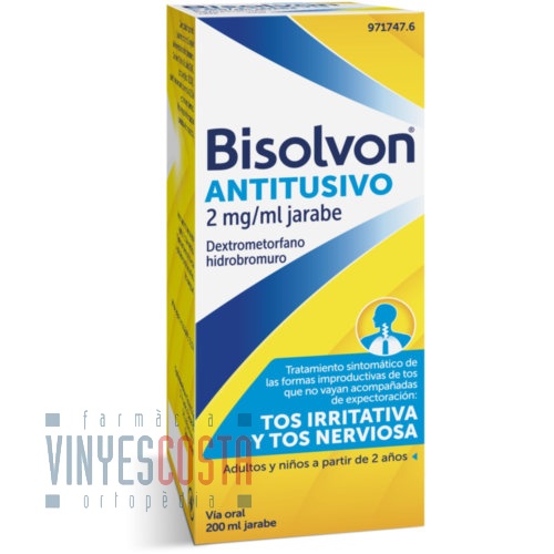BISOLVON ANTITUSIVO 2 mg/ ml JARABE, 1 frasco de 200 ml