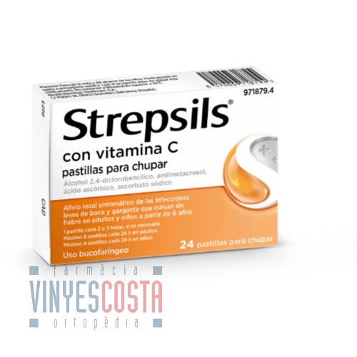STREPSILS CON VITAMINA C PASTILLAS PARA CHUPAR , 24 pastillas