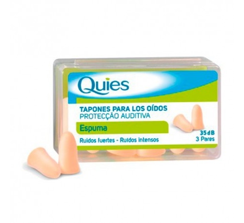 Tapones oidos espuma fluo - quies (6 unidades)
