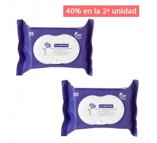 Klorane Duo Toallitas Al Aciano Desmaquillantes Calmantes (25 Toallitas 2 Envases)
