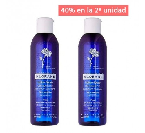 Klorane Duo Locion Floral Al Aciano Desmaquillantes Calmantes (200 Ml 2 Envases)