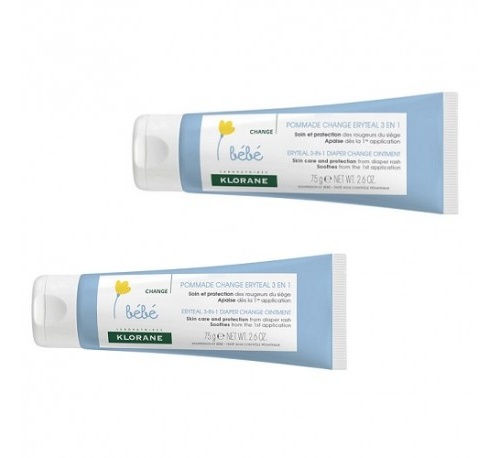 Klorane bebe eryteal 3 en 1 pomada para el cambio (2 tubos 75 ml pack duo)