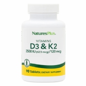 Vitamina D3 2500 UI / K2 120 MCG 90 comprimidos Natures Plus