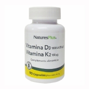 Natures Plus Vitamina D3 1000 UI Vitamina K2 100 MCG 90 capsulas