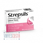 STREPSILS PASTILLAS PARA CHUPAR SABOR FRESA, 24 pastillas