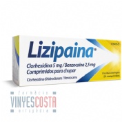 LIZIPAINA CLORHEXIDINA 5 MG/BENZOCAINA 2,5 MG COMPRIMIDOS PARA CHUPAR ,20 comprimidos
