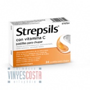 STREPSILS CON VITAMINA C PASTILLAS PARA CHUPAR , 24 pastillas