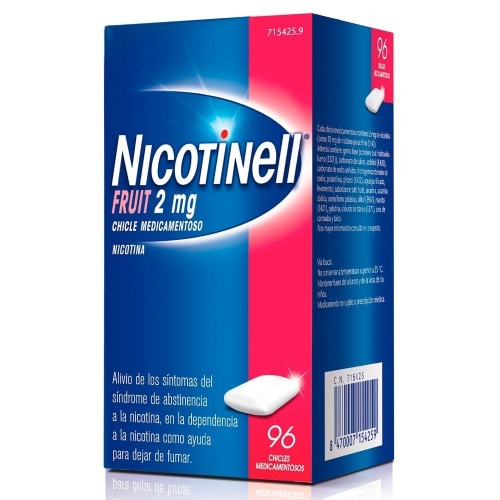 NICOTINELL FRUIT 2 mg CHICLE MEDICAMENTOSO , 96 chicles