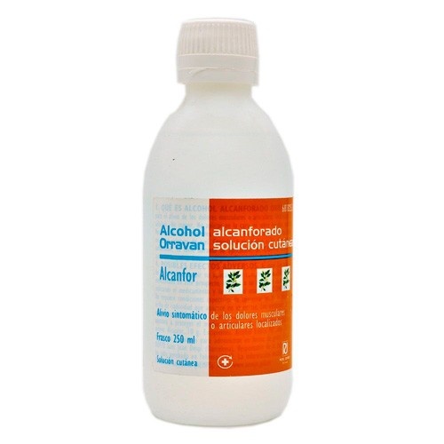 ALCOHOL ALCANFORADO ORRAVAN SOLUCION CUTANEA , 1 frasco de 250 ml
